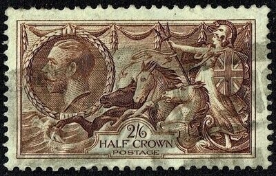 GB KING GEORGE V 1913-34, ERRORS, SEAHORSE 2'6s DEEP REDDISH-BROWN SG400, Type B, USED