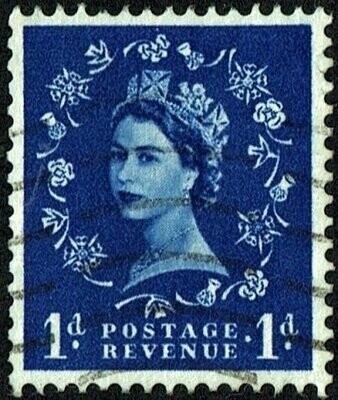 GB QUEEN ELIZABETH II 1957,  1d ULTRAMARINE SG562a, Used/FU, ERROR > EXTRA STOP