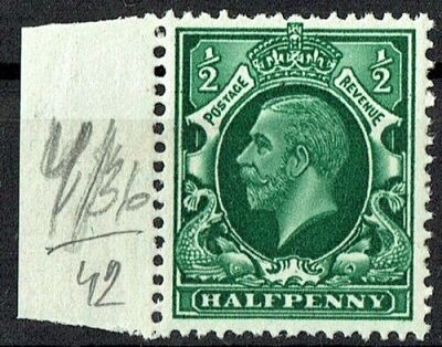 GB KING GEORGE V 1934, ½d GREEN SG 439, Control Y36, Cylinder 42 (No Dot), MNH