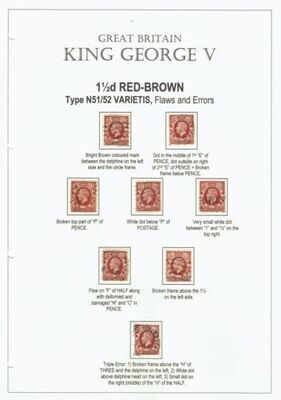 KING GEORGE V 1934/35, 1½d RED-BROWN VARIETIES, TYPE N451/52, wmk B.Cypher