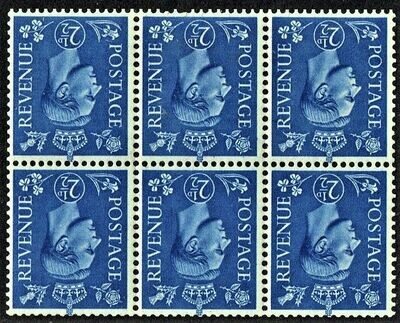 GB KING GEORGE VI 1937, BLOCK of 6x 2½d ULTRAMARINE WTM.INVERT, SG466Wi Mint/MNH