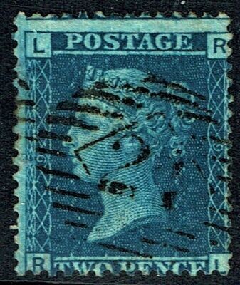 GB QUEEN VICTORIA 1858, 2d DEEP BLUE, SG45, Pl.9, L-R/R-L, Used