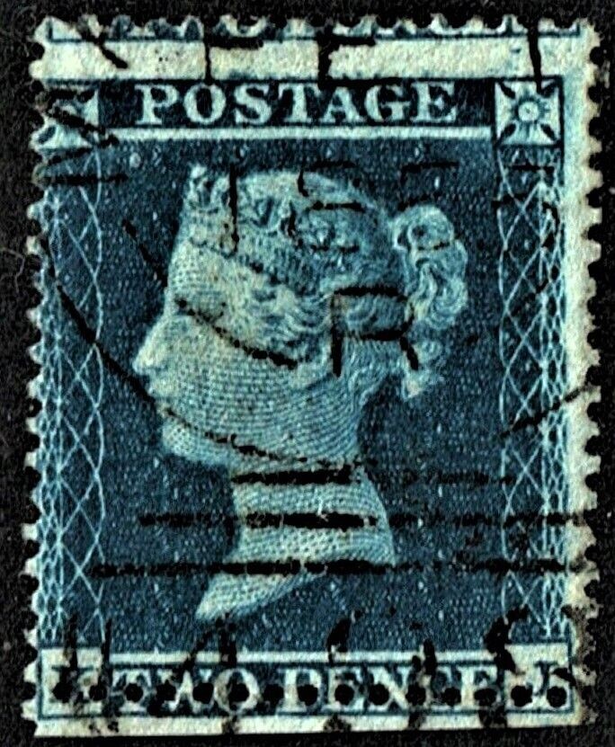 GB QUEEN VICTORIA 1858, 2d BLUE, Pl.4, SG46, K-J, Used