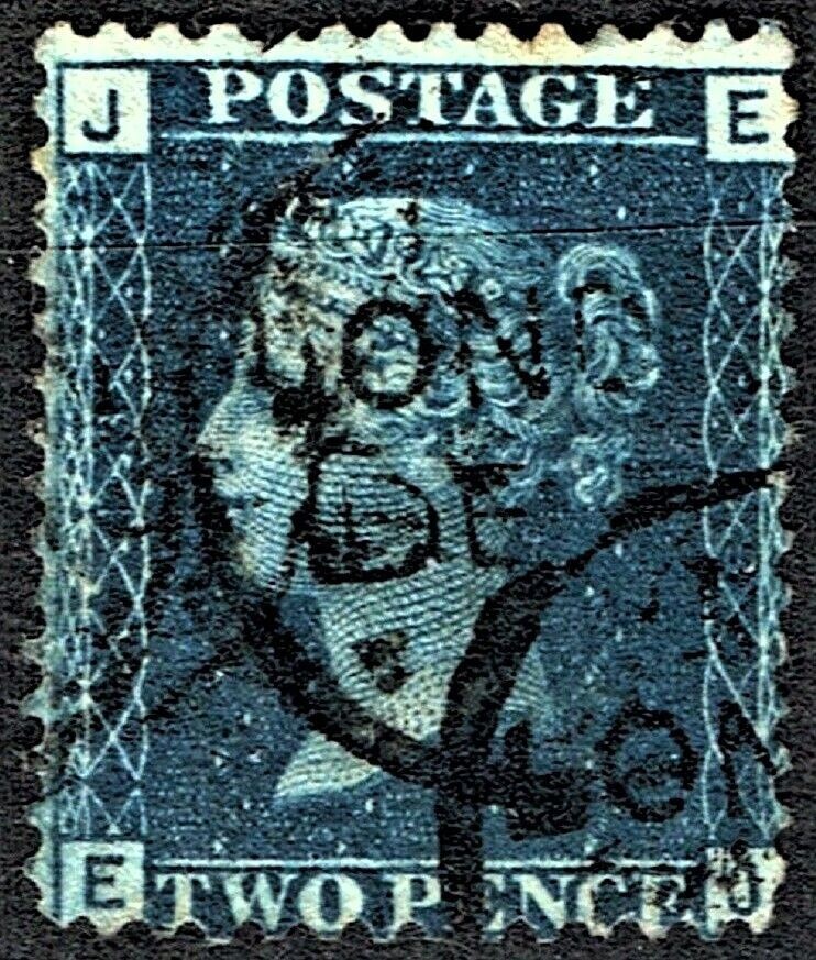 GB QUEEN VICTORIA 1858-76, 2d BLUE, SG47, Pl.13, J-E/E-J, Used - Damaged