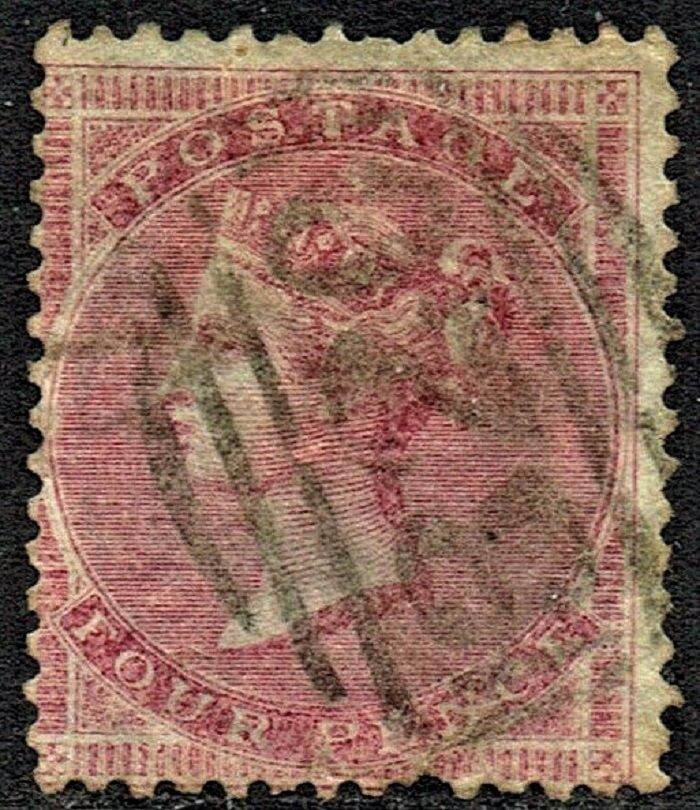 GB QUEEN VICTORIA 1857, 4d ROSE CARMINE, SG 66A, Used