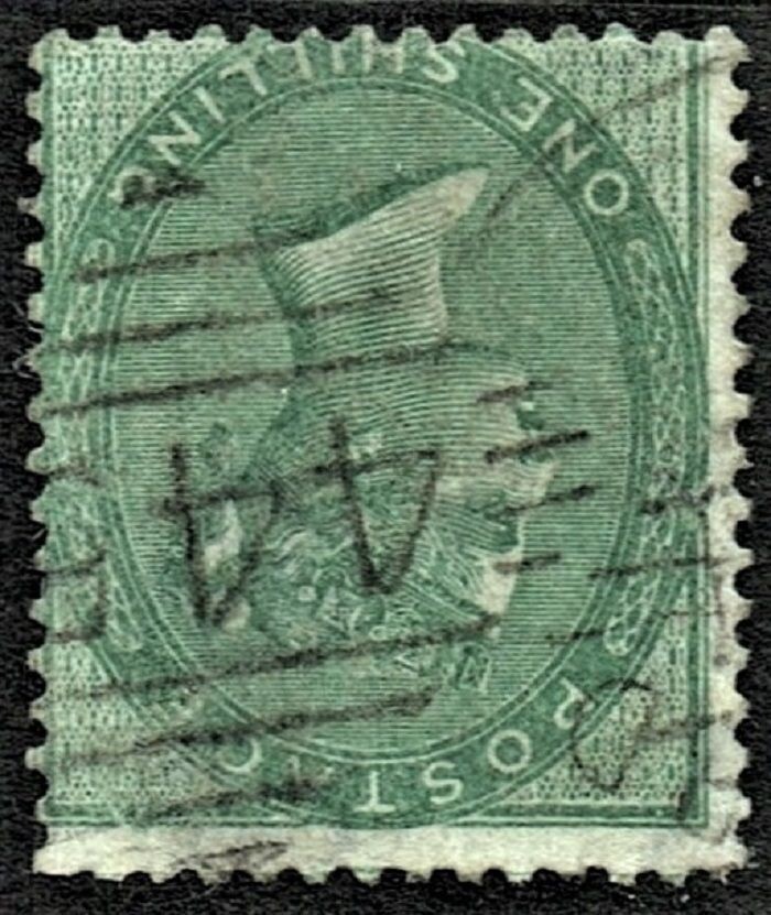 GB QUEEN VICTORIA 1856, 1s DEEP GREEN, Mi15Yc, SG73Wj, FU