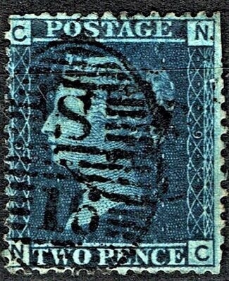 GB QUEEN VICTORIA 1858, 2d DEEP BLUE, SG47, Pl.9, C-N/N-C, Used