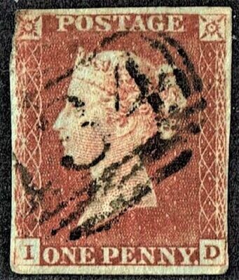 GB QUEEN VICTORIA 1841, 1d RED-BROWN, GB12, Pl.26, I-D, 4 MARGIN, Used