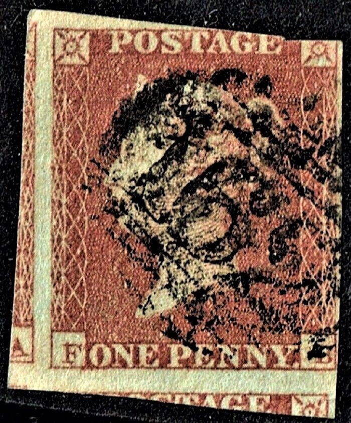GB QUEEN VICTORIA 1841, 1d RED-BROWN, SG9, F-B, 3¾ MARGIN, Used