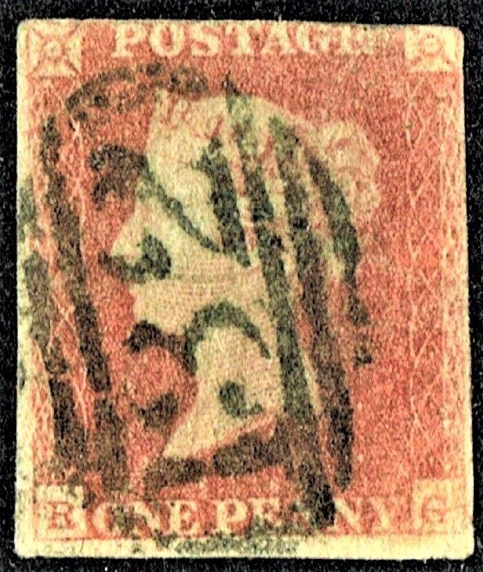GB QUEEN VICTORIA 1841, 1d RED-BROWN, SG9, R-G, 3¾ MARGIN, Used