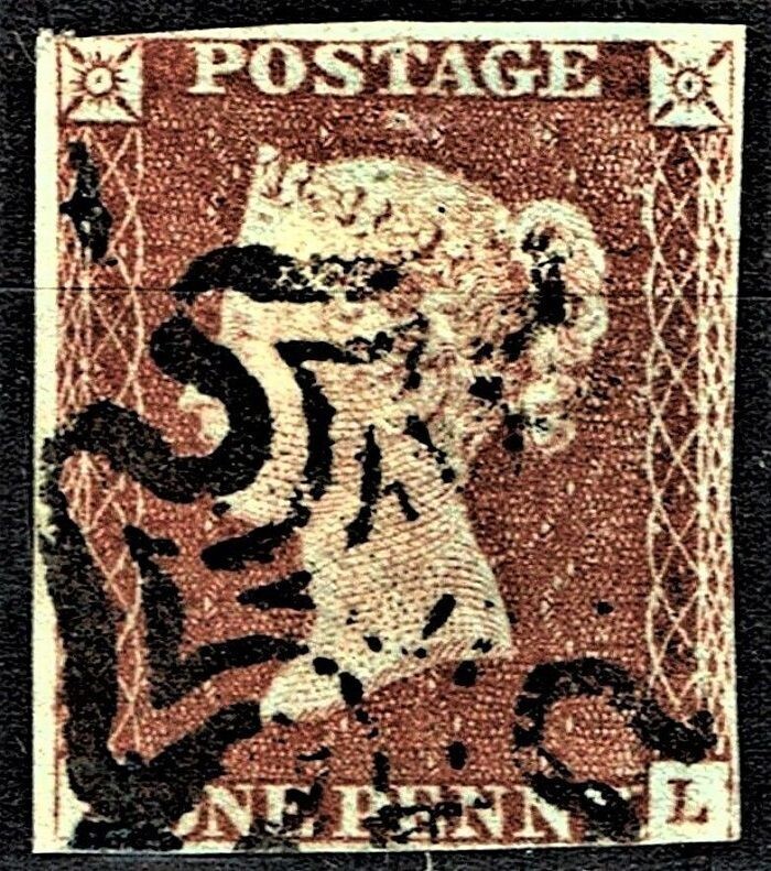 GB QUEEN VICTORIA 1841, 1d DARK BROWN, 4 MARGIN, SG8, K-L, MALTESE CROSS No.11,  Used