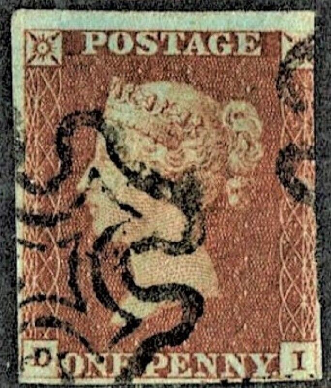 GB QUEEN VICTORIA 1841, 1d Red-Brown, SG12, 3¾ MARGIN, D-I, Used