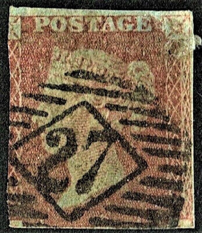 GB QUEEN VICTORIA 1841, RARE ERROR - NO CORNER LETTERS, 1d RED-BROWN, SG14, 3 MARGIN, Used