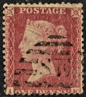 GB QUEEN VICTORIA 1856, 1d Red-Brown, SG37, A-K, Used/FU