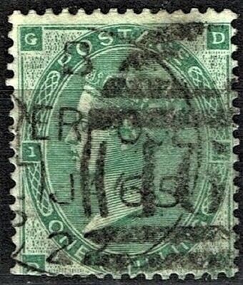 GB QUEEN VICTORIA 1862,1s DEEP GREEN, ERRORS Mi.22a, SG89 Pl.1,  G-D/D-G, Used