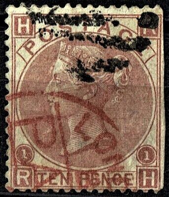 GB QUEEN VICTORIA 1867, 10d DEEP RED BROWN, Pl.1, SG 114, Mi32, H-R/R-H, USED