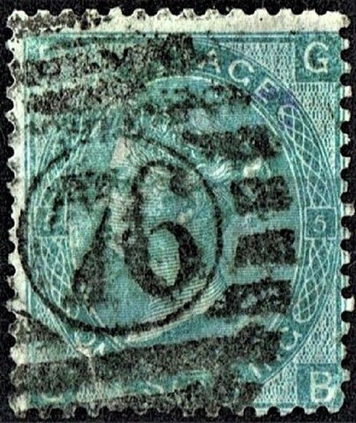 GB QUEEN VICTORIA 1865, 1s DEEP GREEN, SG 115, Mi.33, Pl.5, B-G/G-B, USED