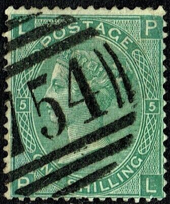 GB QUEEN VICTORIA 1867, 1s DEEP GREEN, Pl.5, L-P/P-L, SG 115, Mi.33, USED, ERRORS
