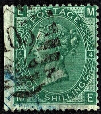 GB QUEEN VICTORIA 1867, 1s DEEP GREEN, Pl.4, E-M/M-E, SG 115, Mi.33, USED, ERRORS