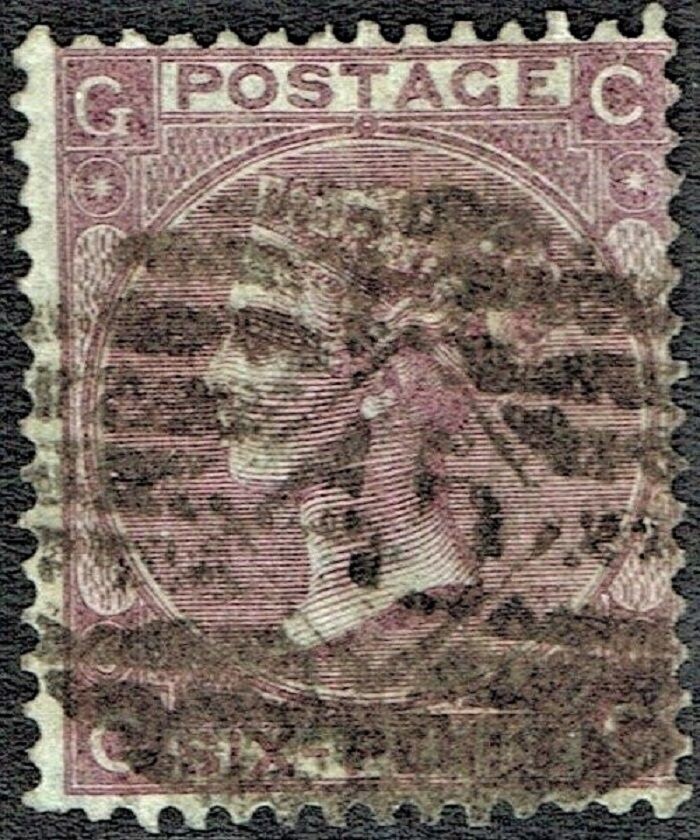 GB QUEEN VICTORIA 1873, 6d DEEP LILAC, Pl.6, SG 105, Mi.29a, G-C/C-G, HYPHEN, USED