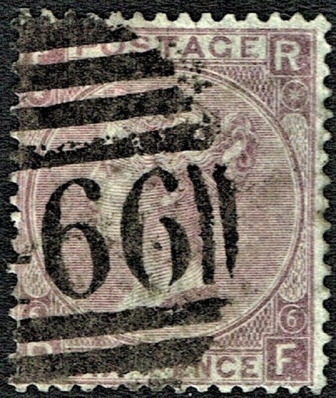 GB QUEEN VICTORIA 1867, 6d PURPLE, Mi.29, SG106, F-R/R-F, Pl.6, Hyphen, Used