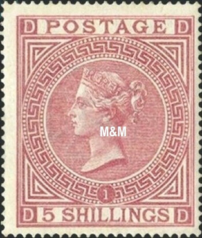 GB QUEEN VICTORIA 1867, 5s ROSE, Pl.1, ERRORS, SG 127, Mi.35, D-D/D-D, MNH