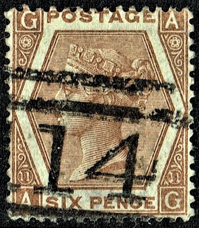 GB QUEEN VICTORIA 1872, 6d DEEP CHESTNUT,  Pl.11, SG 122, Mi.38a, G-A/A-G, USED