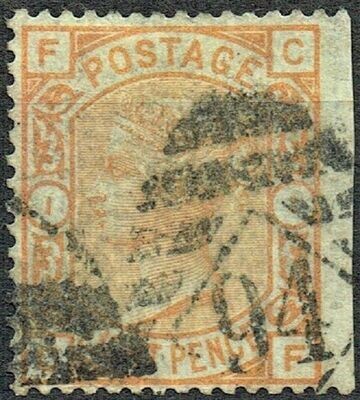 GB QUEEN VICTORIA 1876, 8d ORANGE - DULL ORANGE, Mi.45, SG156, F-C/C-F, Pl.1, Used
