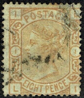 GB QUEEN VICTORIA 1876, 8d ORANGE Mi.45, SG156, I-L/L-I, Pl.1, Used