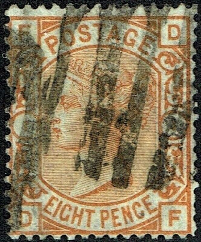 GB QUEEN VICTORIA 1876, 8d ORANGE- DARK ORANGE, Pl.1, Mi.45, SG156, F-D/D-F Used