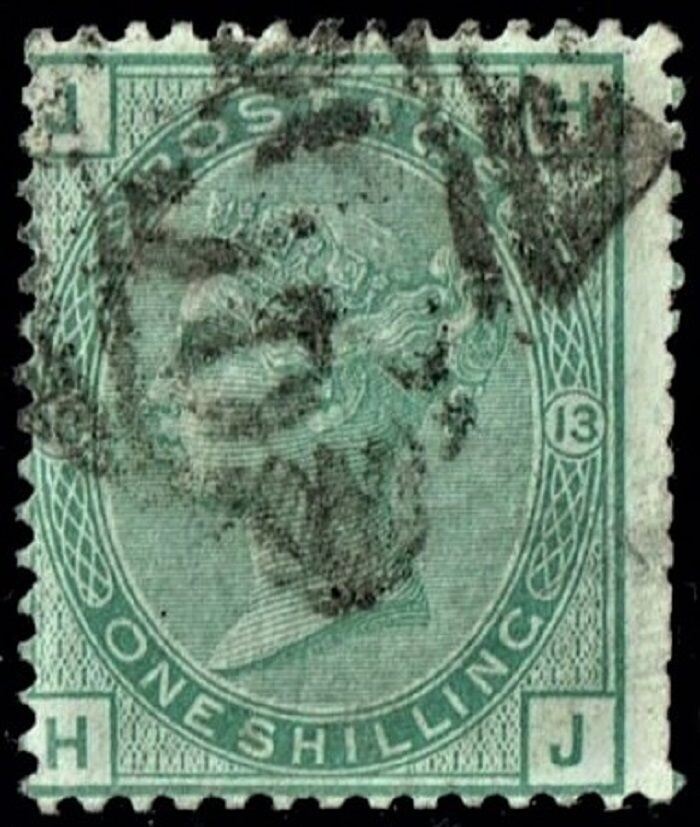 GB QUEEN VICTORIA 1873, 1s GREEN - DARK GREEN, Mi.46, SG148-150, J-H/H-J,  Pl.13, Used