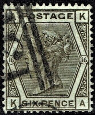 GB QUEEN VICTORIA 1878, 6d GREY, SG 147, Mi.44, A-K/K-A, USED/ FU
