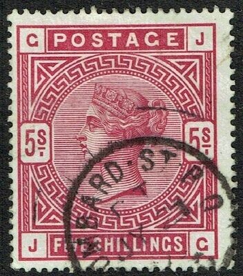 GB QUEEN VICTORIA 1884, 5s ROSE, SG180 Mi.83ax, G-J/J-G, Used/ Fine Used