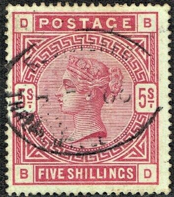 GB QUEEN VICTORIA 1884, 5s ROSE,  SG180 Mi.83ax, D-B/B-D, Used/ Fine Used
