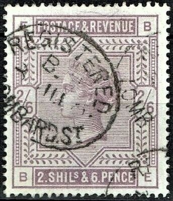 GB QUEEN VICTORIA 1884, 2'6s LILAC, Mi.82ax, Sg178, Used E-B/B-E