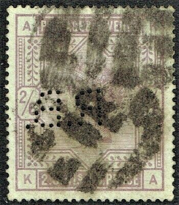 GB QUEEN VICTORIA 1884, 2'6s LILAC, Mi.82ax, Sg178, with Perfin, A-K/K-A, Used