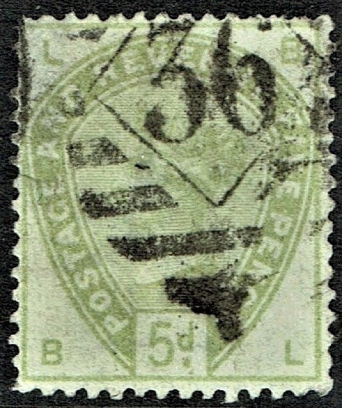 GB QUEEN VICTORIA 1884, 5d DULL GREEN Mi.78, Sg193,  L-B/B-L, Used