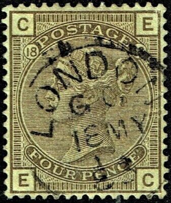GB QUEEN VICTORIA 1882, 4d GREY-BROWN, Mi.84, Sg160 C-E/E-C, Used/ FU
