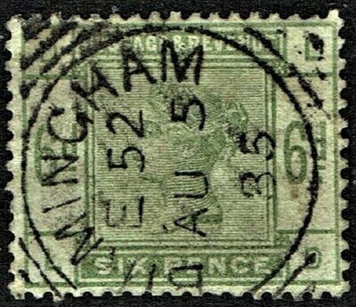 GB QUEEN VICTORIA 1884, 6d DULL GREEN Mi.79, Sg194,  D-L/L-D Used/ Fine Used