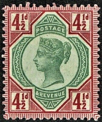 GB QUEEN VICTORIA 1892, 4½d GREEN & CARMINE, SG 206, Mi.92, MINT