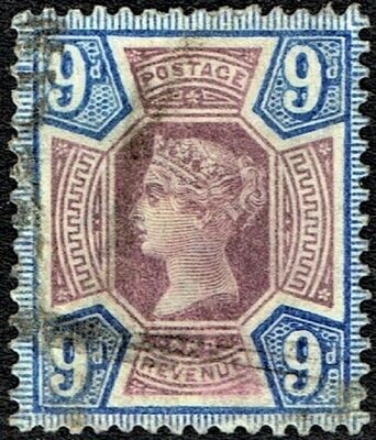 GB QUEEN VICTORIA 1887, 9d DULL PURPLE & BLUE, Mi95, SG209, Used