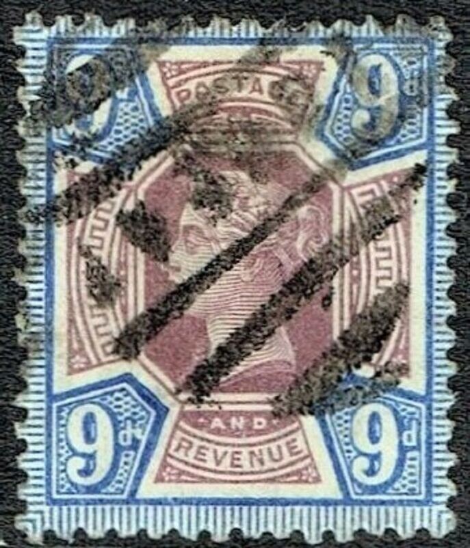GB QUEEN VICTORIA 1887, ERRORS, 9d DULL PURPLE & BLUE, Mi95, Sg209, Used