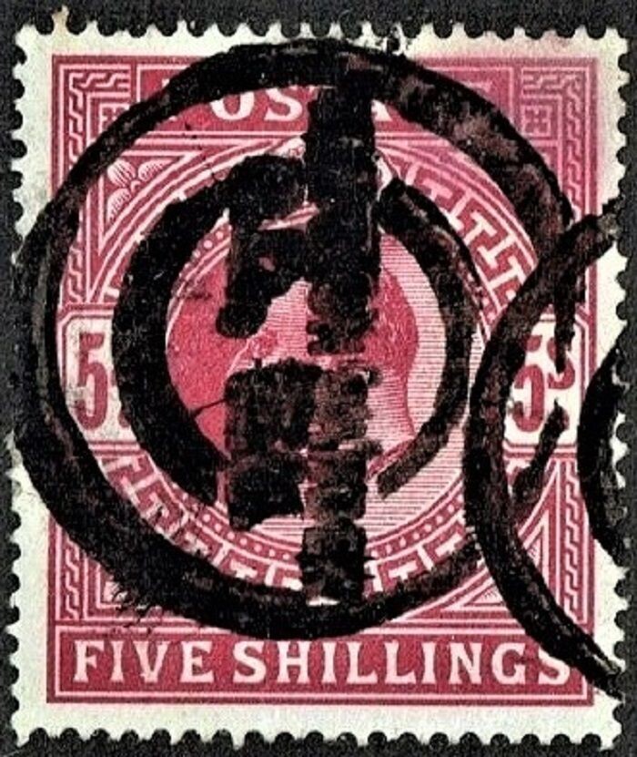 GB KING EDWARD VII 1902, 5s DEEP BRT CARMINE, Mi.116Ib, Sg264, Used