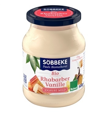 YOGURT SOEBBEKE - VANILLA &amp; RHUBARB BIO CREAMY YOGURT 3.8% FAT 500g