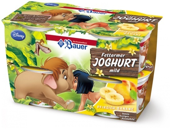 YOGURT BAUER KIDS PEACH AND BANANA  4x100g