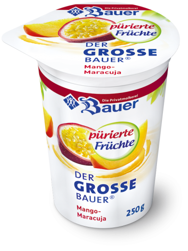 BAUER YOGURT MANGO AND PASSION FRUIT, JUST FRUITS 250g
