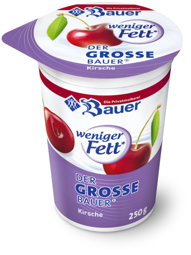 BAUER YOGURT CHERRY FRUIT WITH LESS FAT 250g