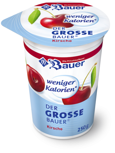 BAUER YOGURT CHERRY FRUIT WITH LESS CALORIES 250g
