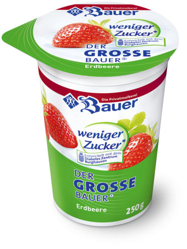 BAUER YOGURT STRAWBERRY FRUIT WITH LESS SUGAR 250g