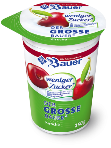 BAUER YOGURT CHERRY FRUIT WITH LESS SUGAR 250g